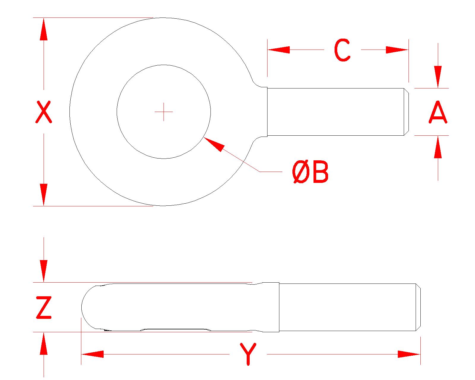 Stainless Steel Plain Eye Rivet, S0315-R1304, S0315-R1308, Line Drawing